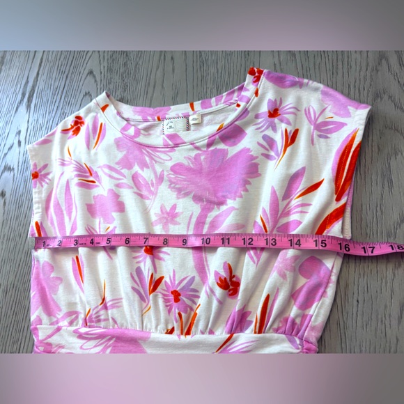 Anthropologie Pink & White Floral Print Top With Belted Waistband. Size Xs - Picture 8 of 9